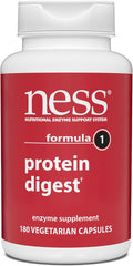 Ness® Protein Digest | Multi-Enzyme Supplement | Supports Protein &amp Nutrient Digestion | Protease Amylase Lipase &amp Cellulase | 180 Vegetarian Capsules