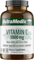 NutraMedix Corn-Free Vitamin C Capsules - Antioxidant &amp Seasonal Immune Support - Vitamin C Supplement with Ascorbic Acid Sourced from Tapioca - 1000 mg (120 Vegetable Capsules)