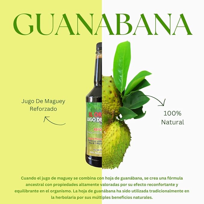Maguey Juice - Jugo De Maguey ReforzadoWith Graviola Soursop Moronel Cancerina Aloe - Michoacano Tarasco 1 lt (33.3Fl Oz) Asado (Reinforced)