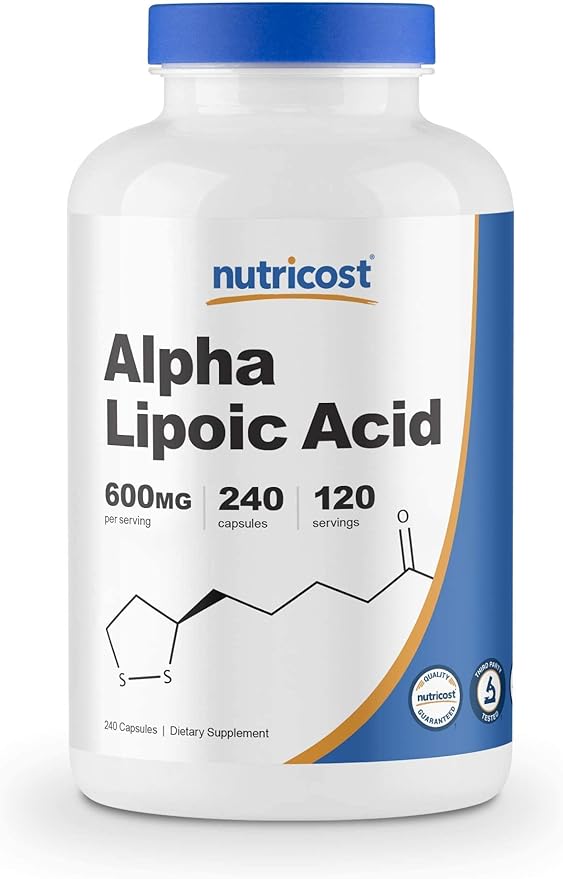 Nutricost Alpha Lipoic Acid 600mg 240 Caps &amp Acetyl L-Carnitine 500mg 180 Caps