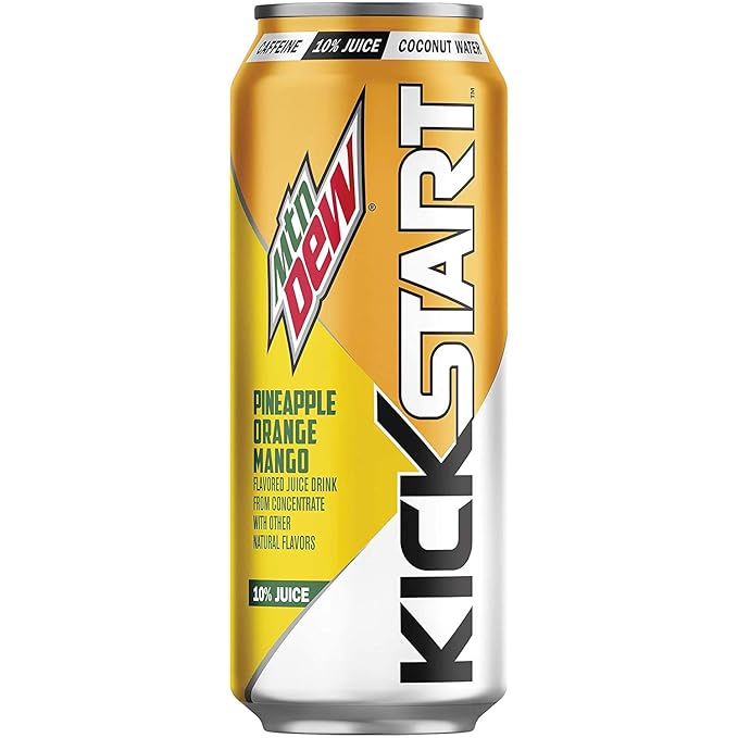 Kickstart Energy Drink Variety - Fruit Punch Black Cherry Orange Citrus Pineapple Orange Mango 16 Fl Oz (Pack of 16)