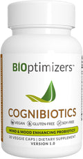 BIOptimizers Cognibiotics Probiotic Brain Supplement - Helps Support Mood Better Focus Memory Mental Clarity - 30 Capsules