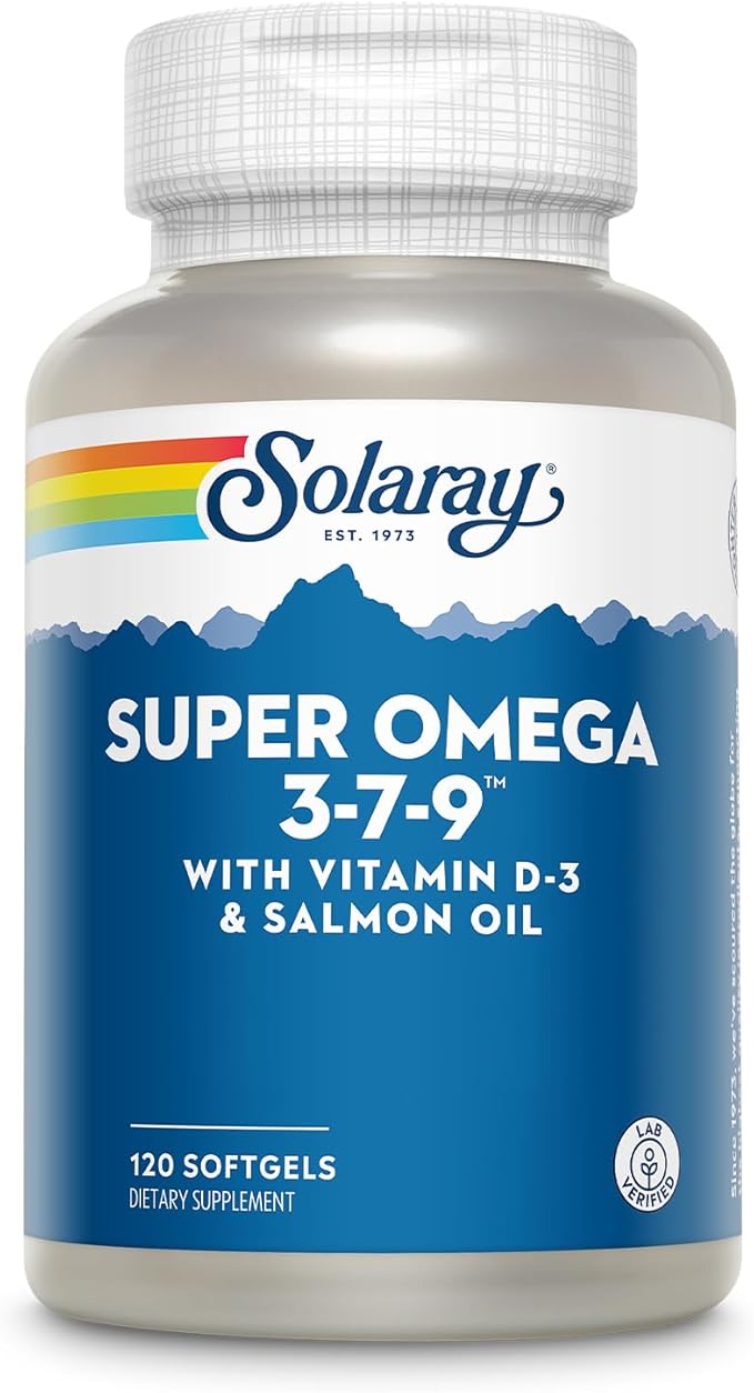SOLARAY Super Omega 3 7 9 Supports Healthy Skin More EPA DHA Essential Fatty Acids from Fish Oil Mini Softgel 120ct