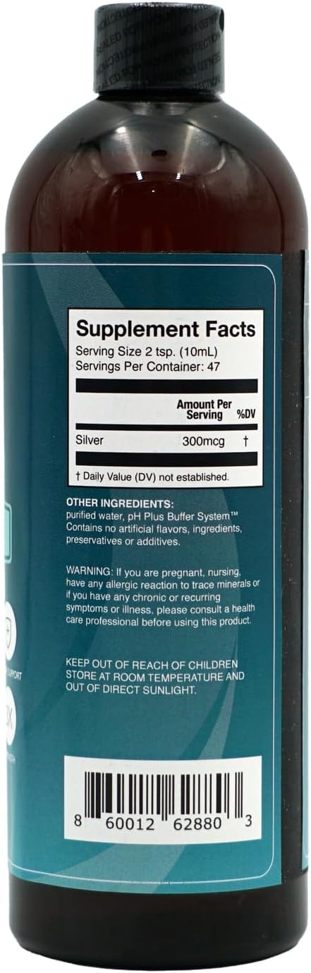 Structured Silver Water 30PPM - ph Balanced Alkaline Structure Silver Liquid Solution Mineral Supplement for Natural Immune Support - Enhanced Wellness &amp Gut Health - 16 Oz (437ml)