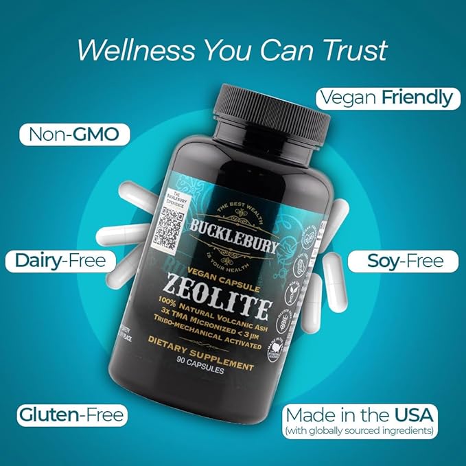 BUCKLEBURY Micronized Zeolite Capsules - Mineral Zeolite Detox for Adults - Supports Immune System Metabolism &amp Digestive Health - Advanced Formula for Men &amp Women - 90 Vegan Capsules