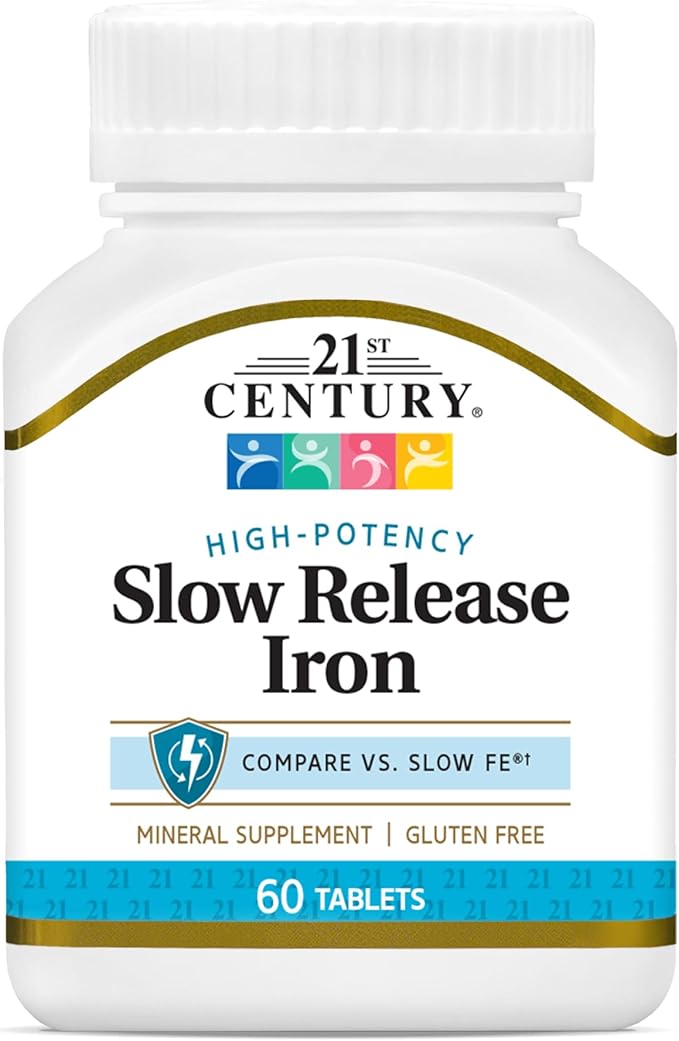 21st Century Slow Release Iron Tablets - 60 ct Pack of 5 - Packaging May Vary