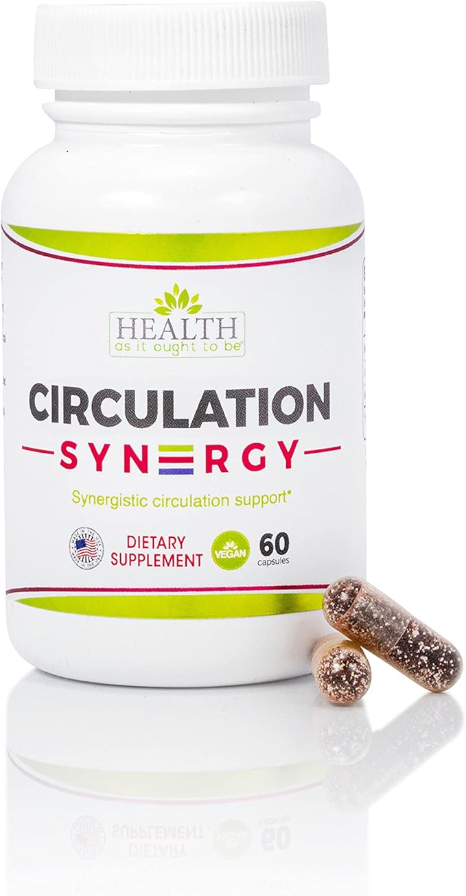 Health As It Ought To Be Circulation Syn3rgy Supplement | Physician Formulated Capsules with Beet Root L-Arginine Horse Chestnut | 60 Capsules
