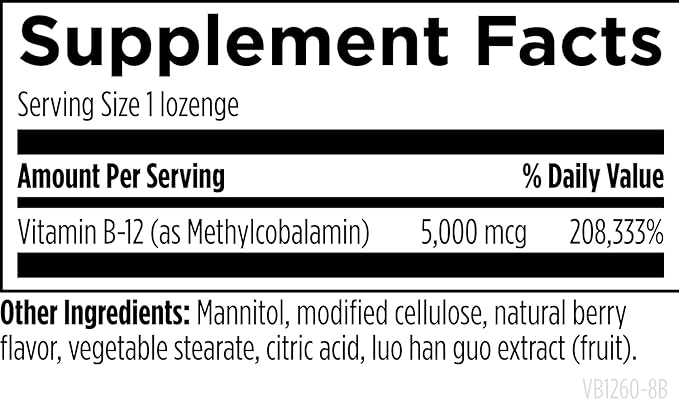 Designs for Health Vitamin B12 Lozenges - B12 Vitamins 5000 mcg Methylcobalamin - Vitamin B12 Supplements - Vegan + Non GMO Natural Berry Flavor (60 Quick Dissolve Lozenges)