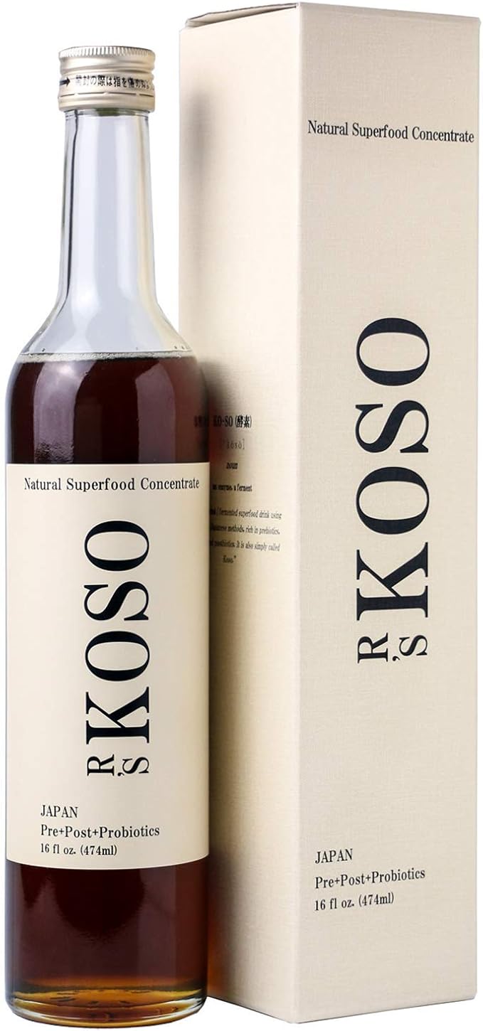 R's KOSO 3-Day Cleanse Japanese Enzyme Drink Rich in Postbiotics Probiotics and Prebiotic Made from 100+ Vegetables ＆ Fruits - Natural Support for Better Digestion &amp Gut Health + Detox - 16oz