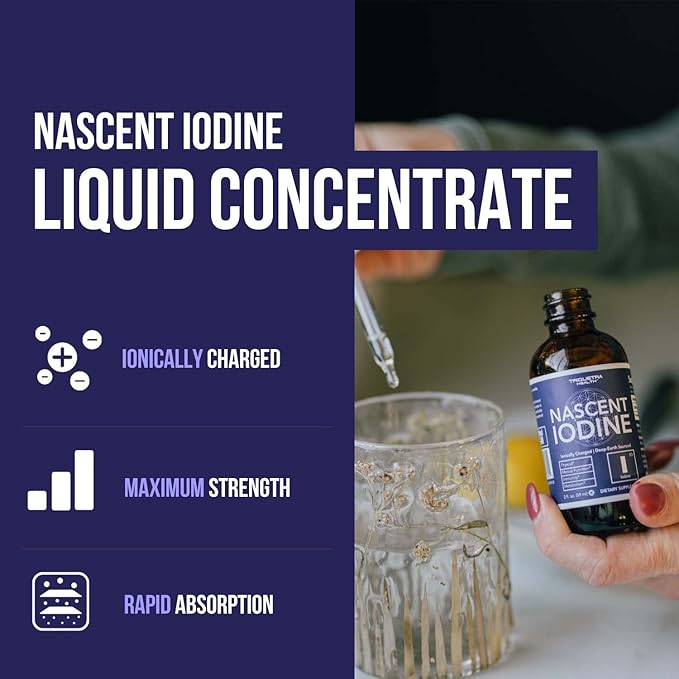 Nascent Iodine Supplement 400 Servings Glass Bottle Vegan 1800 mcg - 600 mcg per Drop - Pure Clear Color - Supports Thyroid Health Energy Immunity &amp Metabolism (2 oz.)