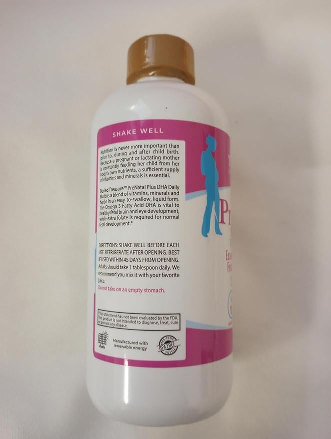 Buried Treasure Prenatal Plus DHA Complete 16 oz Natural DHA Omega3 Iron