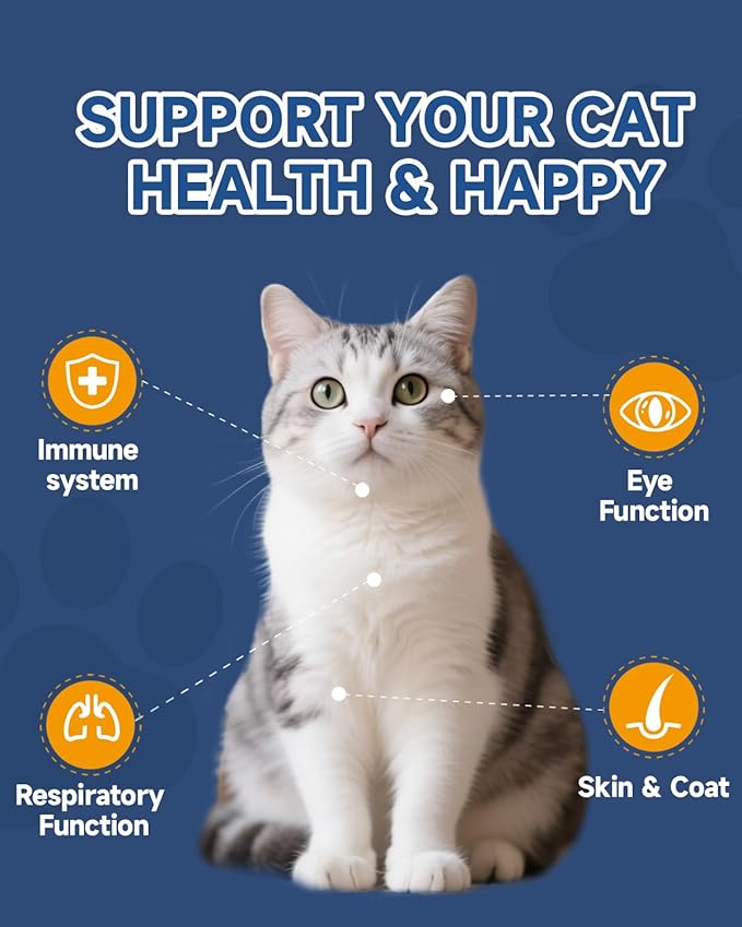 L-Lysine Supplement for Cats 60ML Lysine for Feline Respiratory Sneezing Runny Nose Eye Function &amp Cat Lysine Powder Support Immune System Respiratory Eye Health