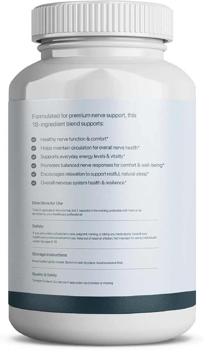 Nerve Support Supplement | Support Healthy Sensation | Alpha Lipoic Acid 600 mg Methylcobalamin &amp L-Carnitine | 18 Nutrients | 120 Capsules (30 Day Supply)