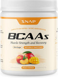 Snap Supplements BCAA Powder - 5g Vegan Branched Chain Amino Acids (2:1:1 Leucine Isoleucine Valine) + Essential Amino Acids with Nitric Oxide Booster 30 Servings Peach Mango