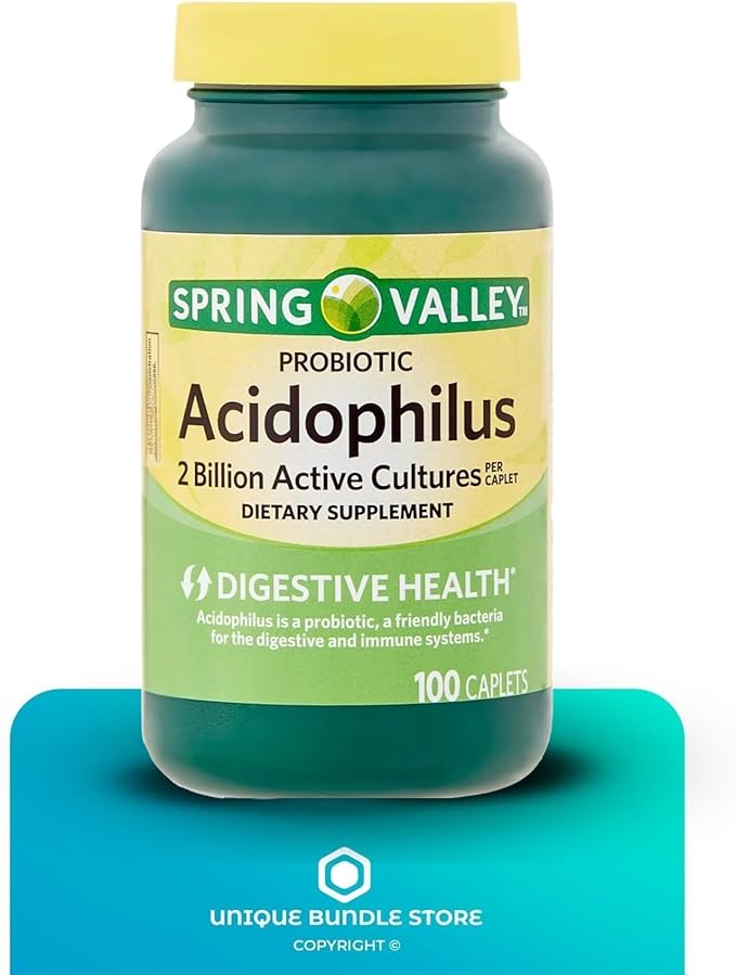 Probiotic Acidophilus 100 Caplets – Probiotic with 2 Billion Active Cultures Digestive Health Probiotics Probioticos for Daily Gut Balance Low Sodium (Pack of 2)