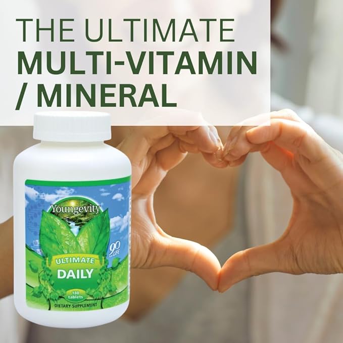 Youngevity Ultimate Daily Mega Multivitamin - 20+ Vitamins and Minerals w/ CoQ10 - Vitamins A C D E Zinc Folate Selenium Calcium Chromium and More - High Absorption 180 Tablets (Pack of 4)