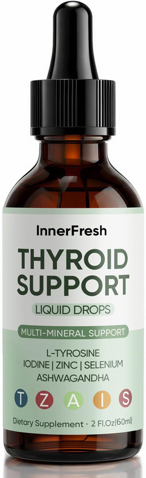 InnerFresh Thyroid Support Drops Inner Fresh Thyroid Support Liquid Drops for Women Hormone Balance &amp Healthy Metabolism Support with Selenium Zinc Iodine L-Tyrosine &amp Ashwagandha (1)