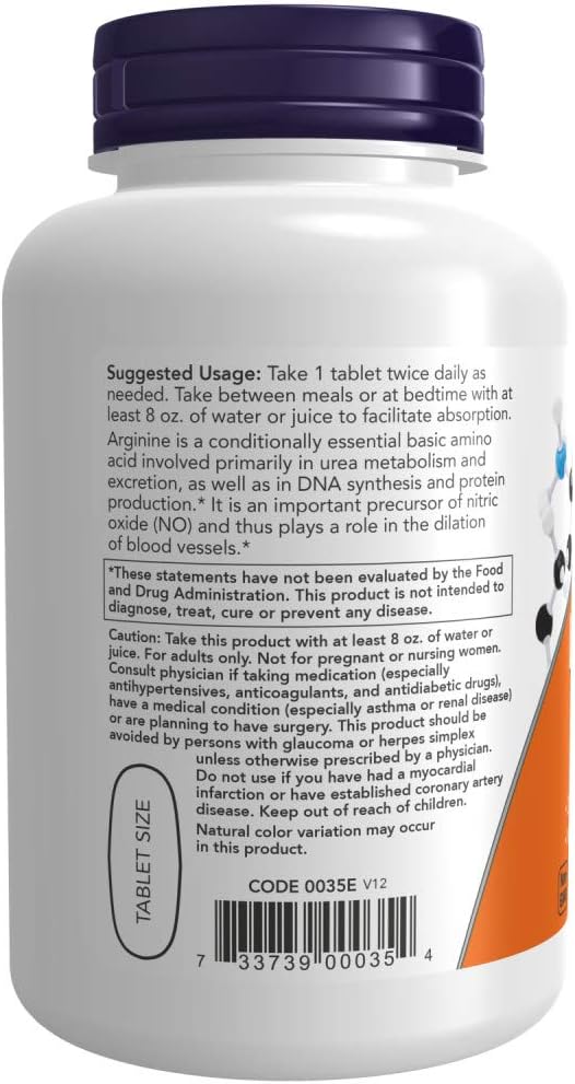 NOW Foods L-Arginine 1000 mg 120 Tablet (2 Pack)