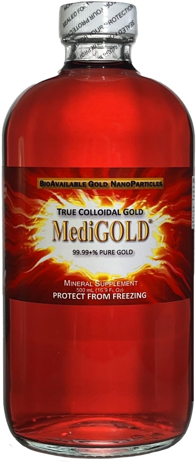 True Colloidal Gold Dietary Supplement - 500 mL (16.9 Fl Oz) in Clear Glass Bottle