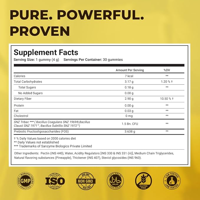 The Wellness Project Vaginal &amp Gut Probiotic + Prebiotic Gummies| Triple-Strength Clinically Studied Probiotics for Flora Odor &amp pH Balance | No Added Sugars | Delicious Pineapple Flavor (Pac
