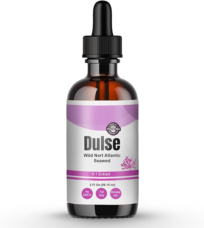 VitaminSEA North Atlantic Dulse Extract 30 Servings Raw Liquid Seaweed Supplement Drops Made from Maine Coast Atlantic Dulse (2 Oz)