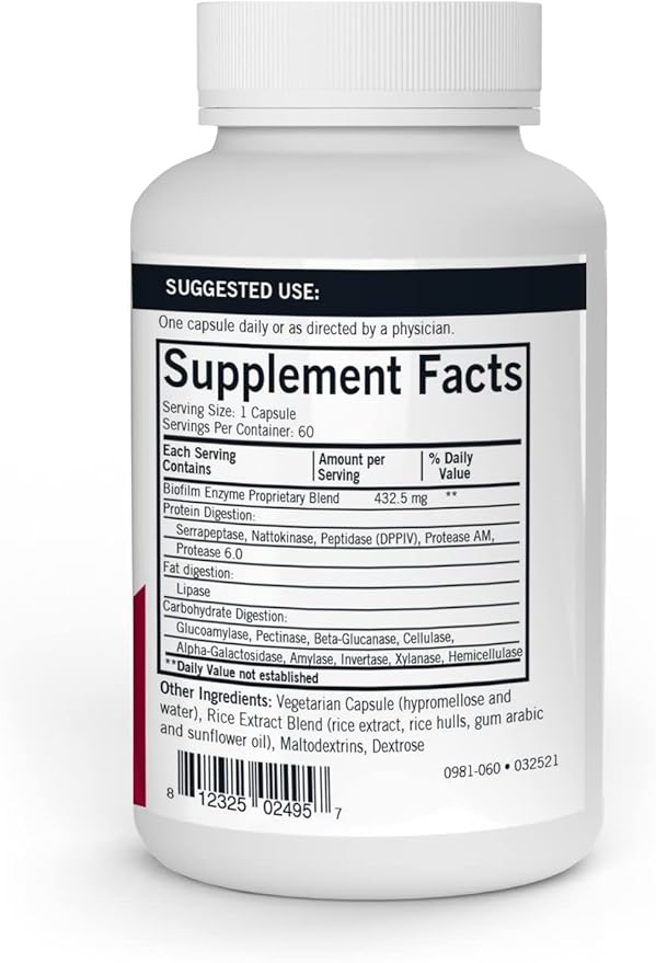 Kirkman - Biofilm Defense Disruptor and Buster - W/Lipase and Glucoamylase - Enzymes for Digestion for Men and Women - Protects Immune System - 60 Supplement Capsules