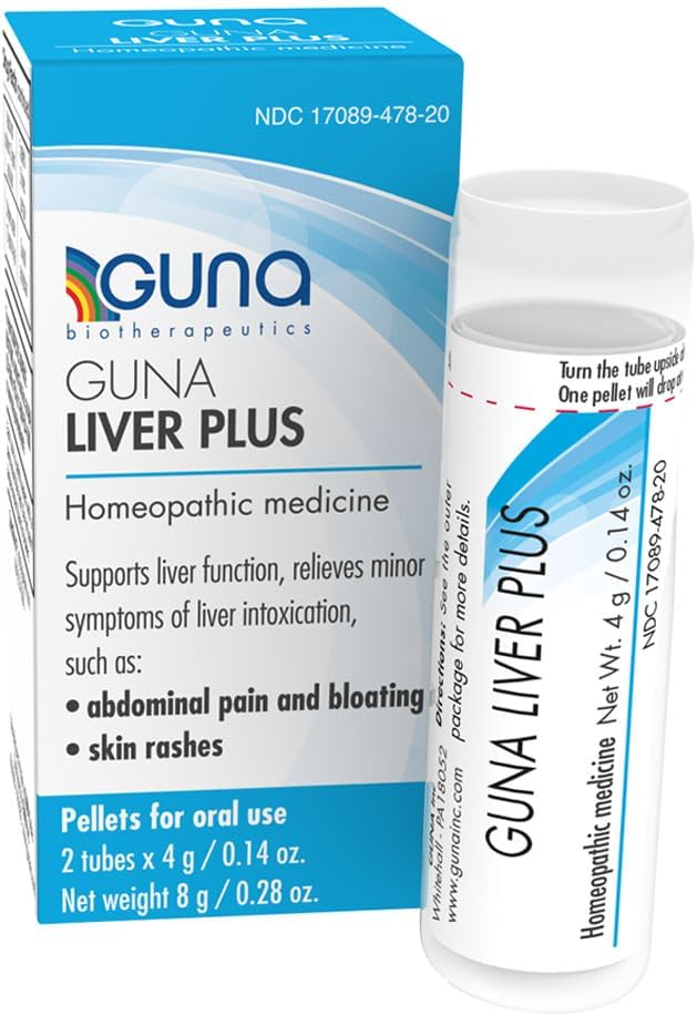 Guna Liver Plus Homeopathic Liver Support Suppleme Pellets – Supports Liver Function &amp Detox– 2 Tubes