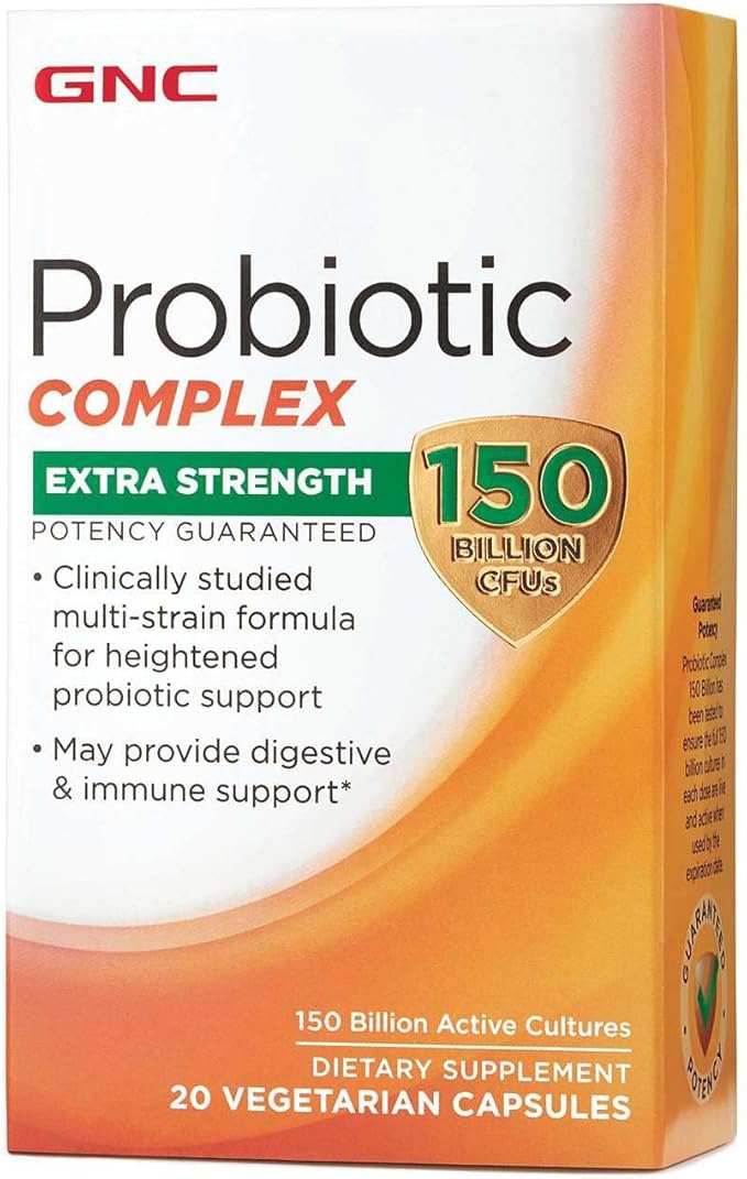 GNC Probiotic Complex Extra Strength with 150 Billion CFUs 20 Capsules Daily Probiotic Support