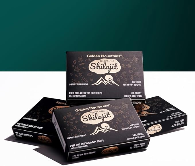 Siberian Green Premium Pure Shilajit Dry Drops Altai Golden Mountains - 120 Count (200 mg) Authentic Safety &amp Quality Certificate - US Lab Tested Fulvic Acid
