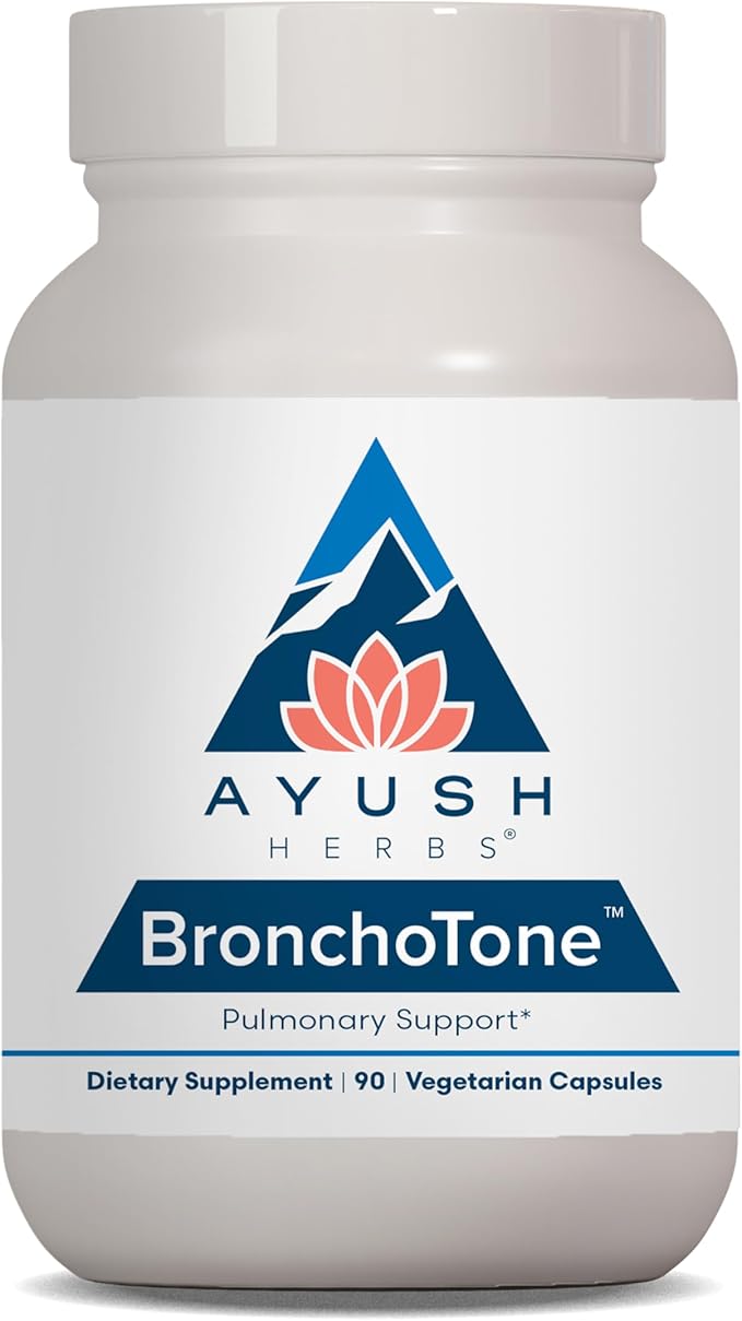 Ayush Herbs Bronchotone - Bronchial Support Respiratory and Immune-Support Support Supplement for Women &amp Men Adults Pulmonary Care Supplement - 90 Vegetarian Capsules (1 Count)