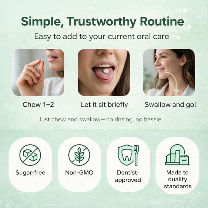 Oral Defence – Oral Probiotics Supplement for Microbiome Balance Fresh Breath Gum Health &amp Daily Hygiene Support 60 Chewable Capsules(1)