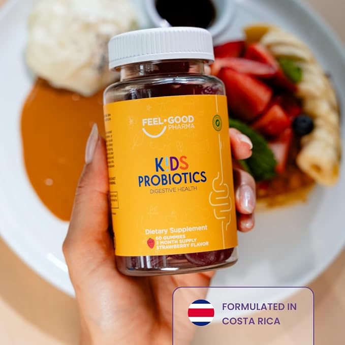 Feel Good Kids Probiotic Gummies – Gut Health &amp Immune Support – with DE111 Probiotic – Organic Strawberry Flavor – 60 Gummies for Children