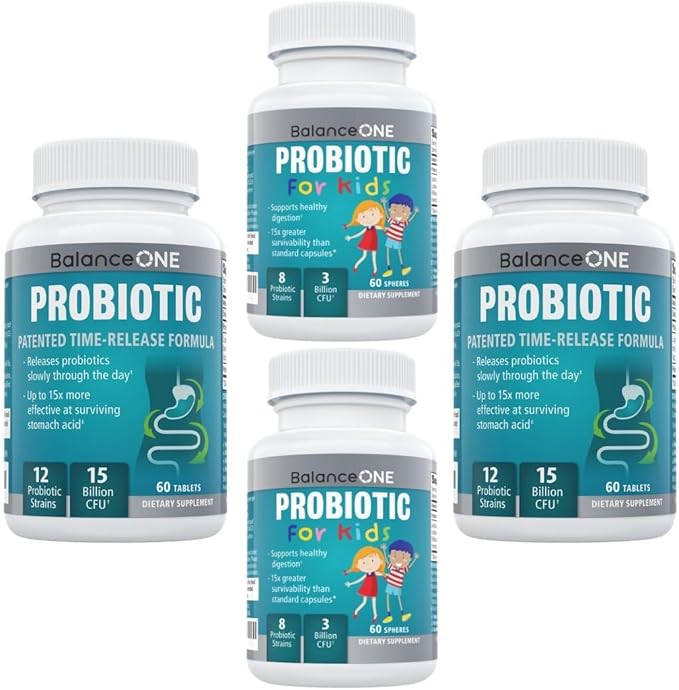 Balance ONE Probiotic Family Pack - 2 Month Supply for A Family of 4 - Time Release Probiotics - 15x More Effective -