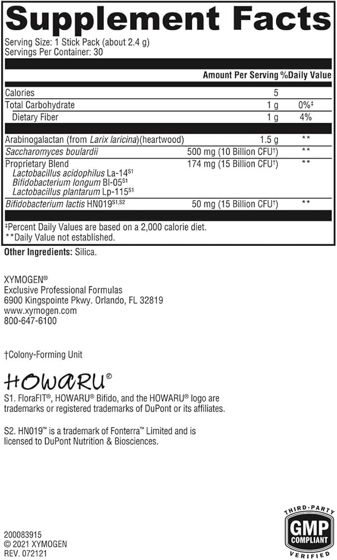 XYMOGEN ProbioMax Plus 40B - 40 Billion CFU Probiotic Powder for Digestive Health Support* - Saccharomyces boulardii - Vegetarian Non-GMO &amp Gluten-Free - 30 Stick Packs