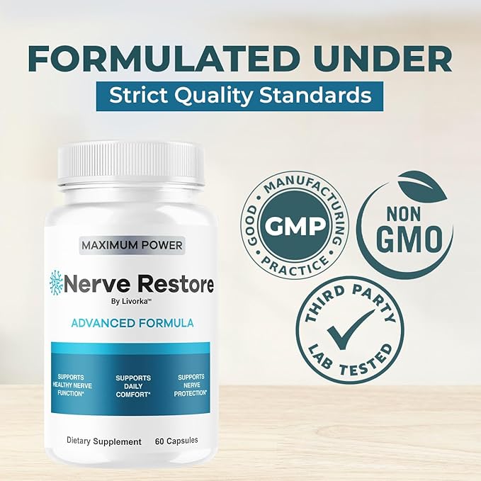 (5 Pack) Nerve Restore - Advanced Formula Capsules Natural Premium Formula Daily NerveRestore Pills Support Comfort Nerve Restored Vitamins Health Wellness 300 Capsules for 5 Months