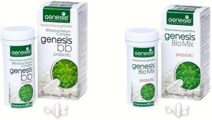 Super Offer of 2 Genesis Probiotics: Biomix Probiotic with Lactobacillus and Bifidobacterium 30 Capsules of 240 mg and BB Probiotic 30 Capsules of 240 mg