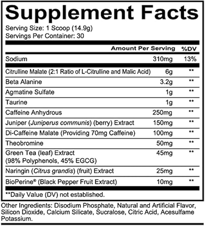 REDCON1 Total War Pre Workout Tiger's Blood - L Citrulline Malic Acid Green Tea Leaf Extract for Pump Boosting Pre Workout for Women &amp Men - 3.2g Beta Alanine to Reduce Exhaustion (30 Servings)