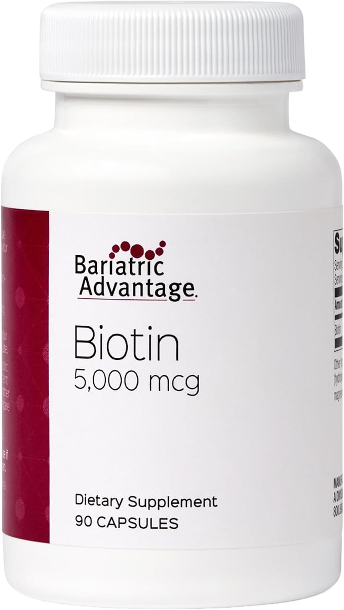 Bariatric Advantage Biotin 5000 mcg - for Bariatric Surgery Patients - Easy-Digest Mini Capsules - Biotin Supplement - Hair Skin &amp Nails Support* - 90 Count