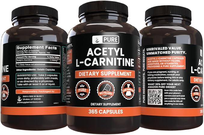 Pure Original Ingredients Acetyl L-Carnitine (365 Capsules) No Magnesium Or Rice Fillers Always Pure Lab Verified