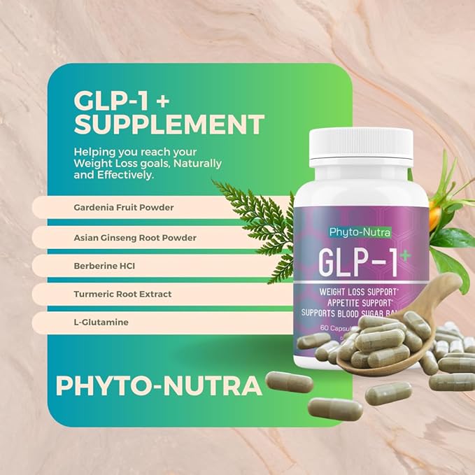GLP-1 + (60 Capsules 1 Bottle) Vegan Natural Supplement Lab Tested Weight Loss Satisfy Hunger Non-GMO Gluten Free GLP 1 GLP1