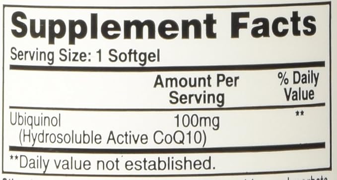 QuinoGel® Solubilized Ubiquinol CoQ10 (Hydrosoluble™ Kaneka QH™) 100mg / 60 Softgels