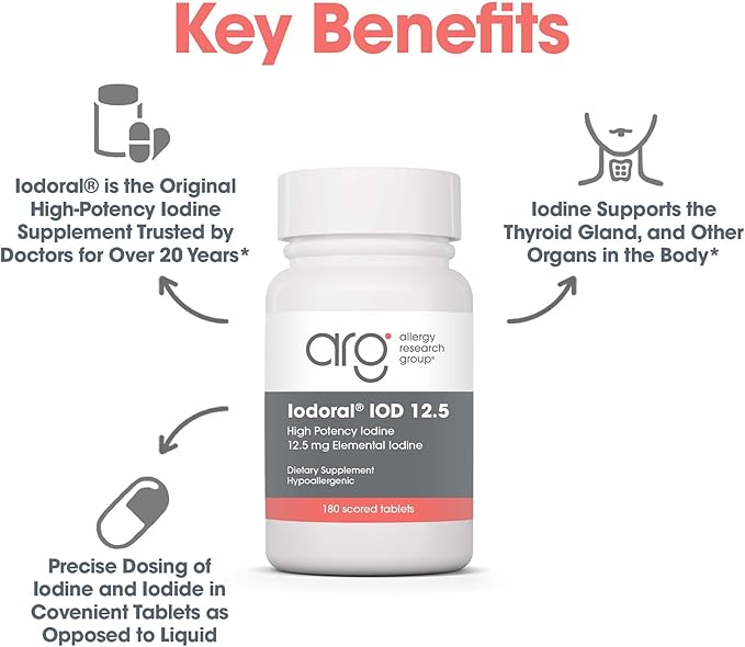 Optimox – Iodoral High Potency Iodine Potassium Iodide Thyroid Support Supplement 180 Tablets