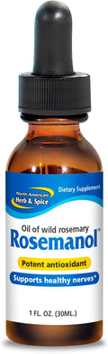 NORTH AMERICAN HERB &amp SPICE Rosemanol - 1 fl. oz. - Wild Rosemary Oil - Supports Healthy Nerves Potent Antioxidant - Non-GMO - 120 Servings