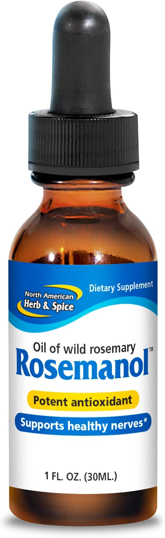 NORTH AMERICAN HERB &amp SPICE Rosemanol - 1 fl. oz. - Wild Rosemary Oil - Supports Healthy Nerves Potent Antioxidant - Non-GMO - 120 Servings