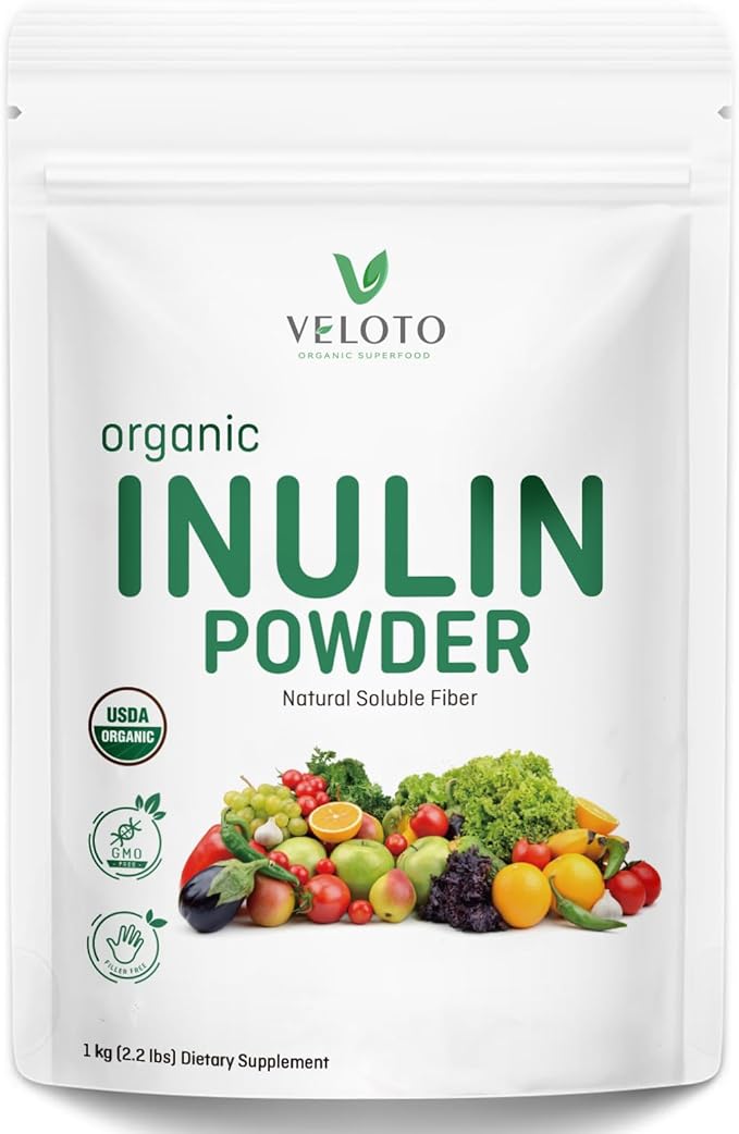Organic Inulin Powder – Prebiotic Fiber Supplement for Smoothies &amp Drinks 2.2 lb Flavorless Water Soluble Vegan &amp Non-GMO
