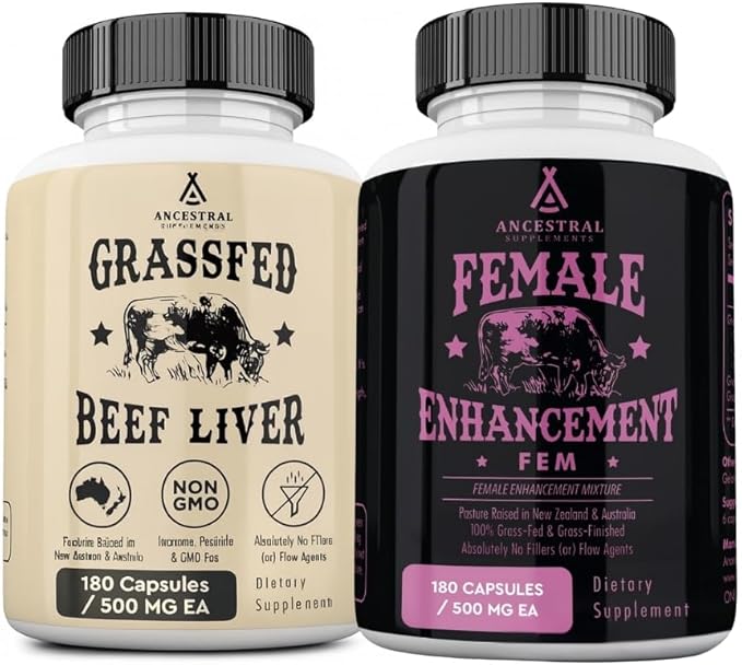 Ancestral Supplements Beef Organ &amp Liver Bundle for Women – Supports Hormone Balance Energy Skin &amp Wellness – Grass Fed Pasture Raised Multivitamin