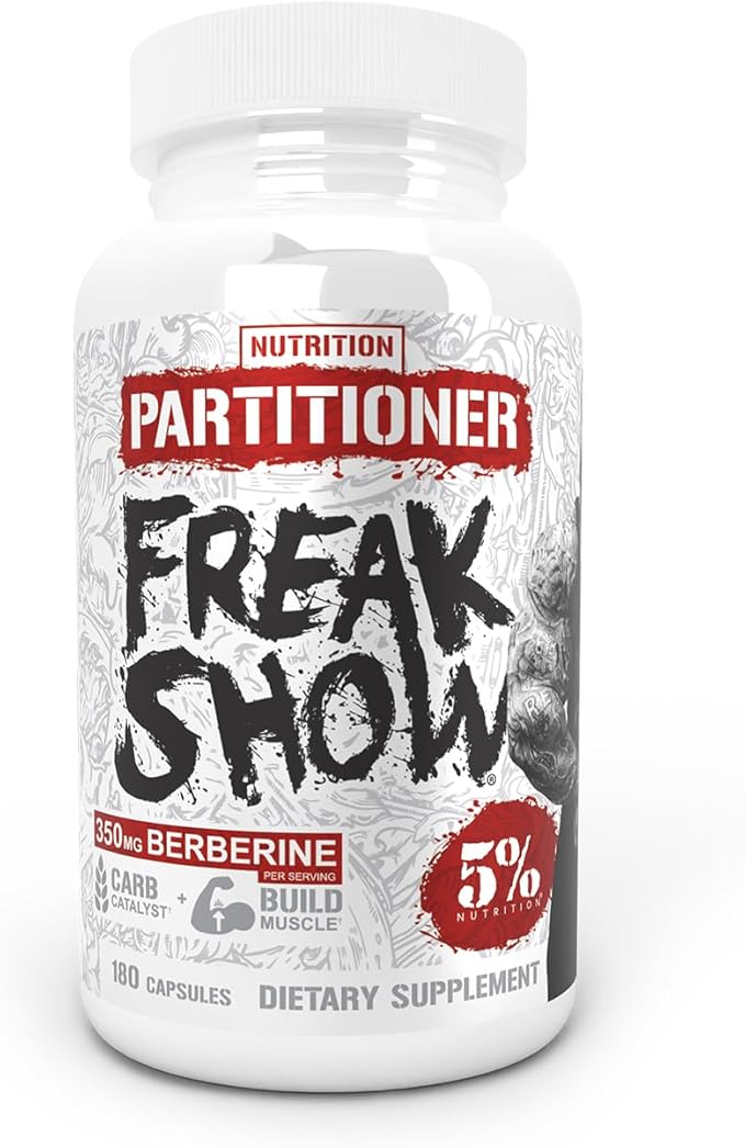 5% Nutrition Rich Piana Freak Show | Muscle Builder | Berberine Gymnema Sylvestre Banaba Powder | 180 Capsules (30 Days)
