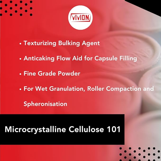 Microcrystalline Cellulose Powder Type 101-1 kg (2.2 lb) - Tablet Binder Direct Compression DC Excipient Filler