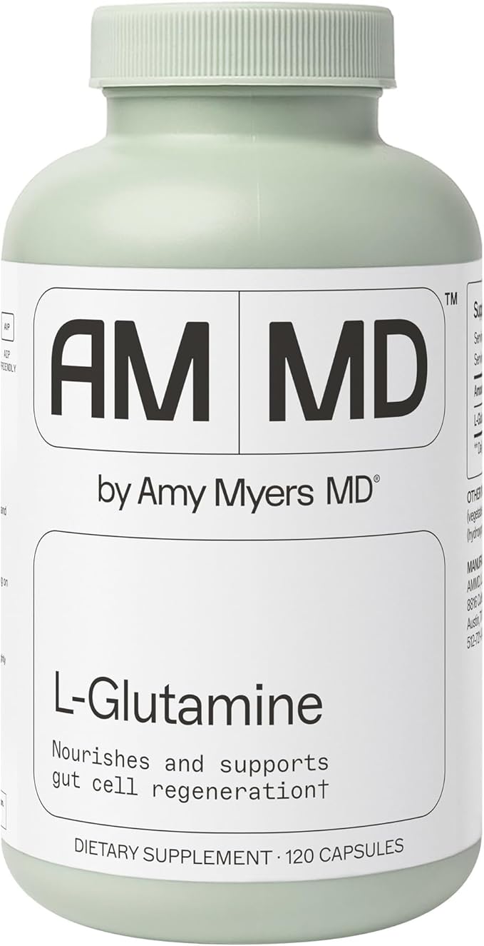 Amy Myers MD L-Glutamine Capsules - Digestion Supplement to Aid Healthy Gut Barrier - Supports Muscle Recovery &amp Aids Against Sweet Cravings - Formula for Immune Health - 120 Capsules (60 Capsules