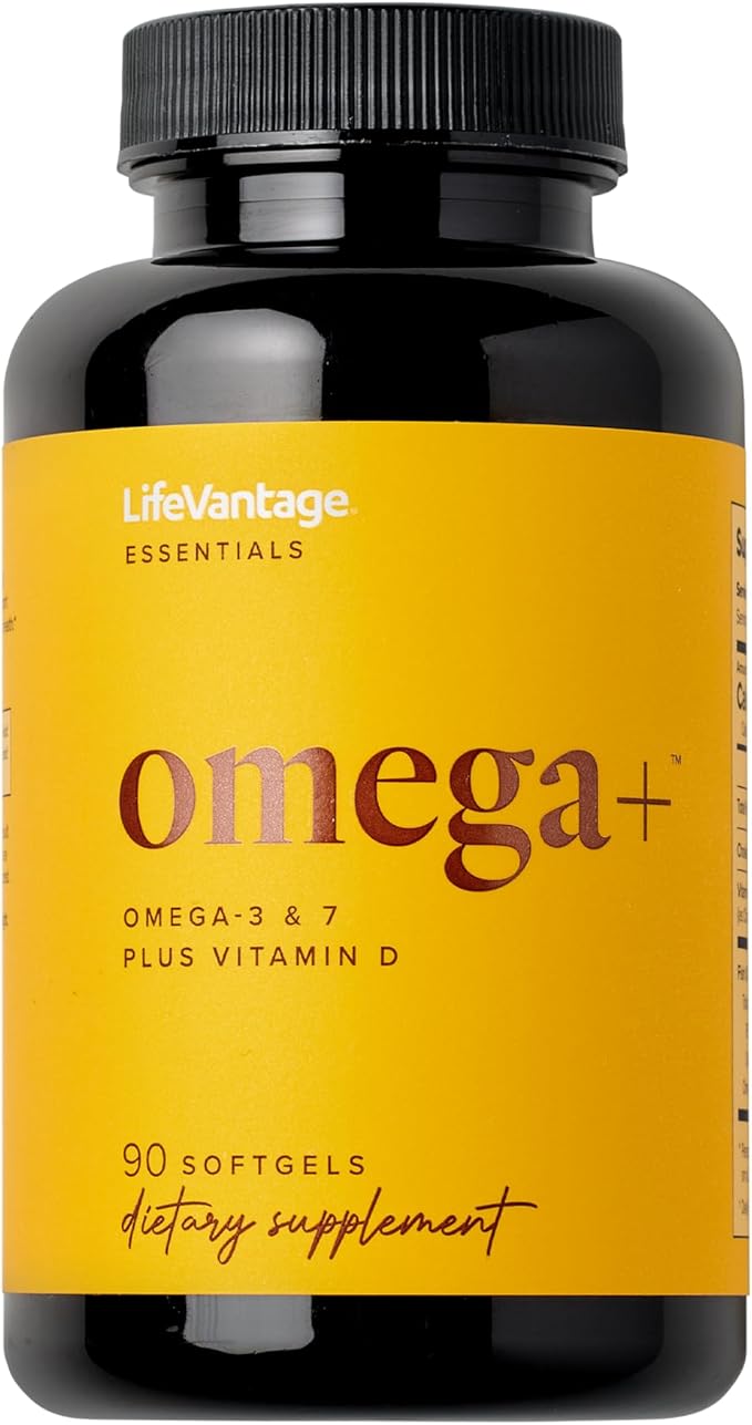 LifeVantage - Omega+ - Supplement 3-in-1 Blend of Omega-3 &amp 7 Vitamin D and for Brain Cardiovascular Skin Health and Immunity - 90 Softgels